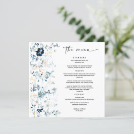 Hochzeitmenü Navy Blue und Gold Template Menükarte
