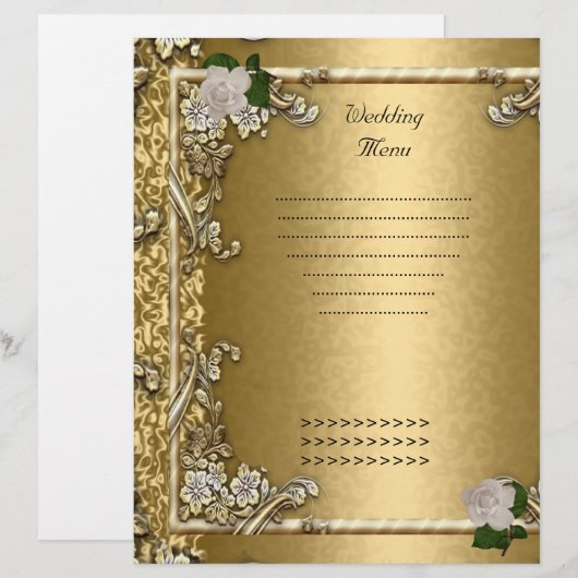 Hochzeitmenü Programm Gold Rose White (Vorne/Hinten)