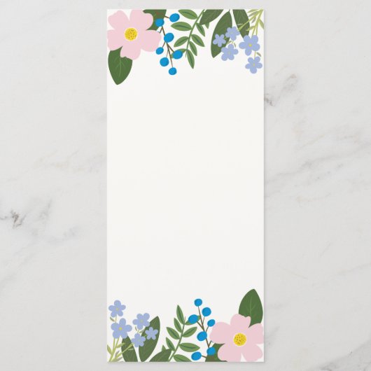 Hochzeitmenü Rosa Blume Menükarte (Rückseite)