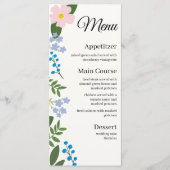 Hochzeitmenü Rosa Blume Menükarte (Vorderseite)