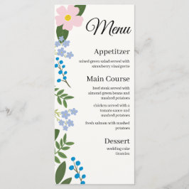 Hochzeitmenü Rosa Blume Menükarte