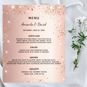 Hochzeitmenü Rose Gold Glitzer Glitzern Budget Flyer