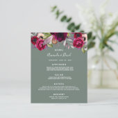 Hochzeitmenü Salbei grüne Blume Bordeaux (Stehend Vorderseite)
