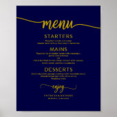 Hochzeitmenü SignChic Gold Navy Blue Calligraphy Poster (Vorne)