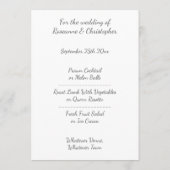 Hochzeitmenü Silberdrachenfliegen Herz Menükarte (Rückseite)