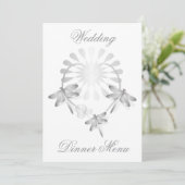 Hochzeitmenü Silberdrachenfliegen Herz Menükarte (Stehend Vorderseite)