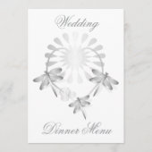 Hochzeitmenü Silberdrachenfliegen Herz Menükarte (Vorderseite)