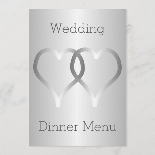 Hochzeitmenü Silberherzen Menükarte (Vorderseite)