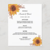 Hochzeitmenü Sonnenblumen Pampas Gras Budget Flyer (Vorne)