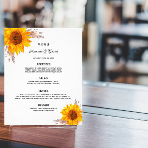 Hochzeitmenü Sonnenblumen Pampas Gras Budget Flyer