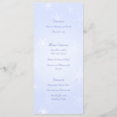 Hochzeitmenü Vorlage Winter Schneeflocken Blau Wei (Rückseite)