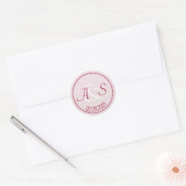 Hochzeitminimale klassische Anfangsdaten Burgundy Runder Aufkleber