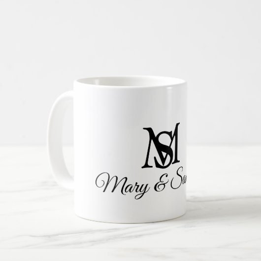 Hochzeitmongramm Elegant Einfaches Chic Kaffeetasse (Vorderseite Links)