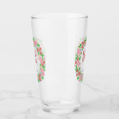 Hochzeitmongramm Hübscher Blumenkranz Verheiratet  Glas (Links)