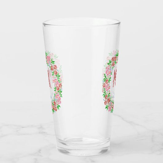 Hochzeitmongramm Hübscher Blumenkranz Verheiratet  Glas (Rechts)