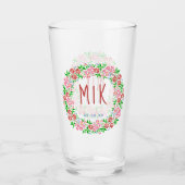 Hochzeitmongramm Hübscher Blumenkranz Verheiratet Glas (Vorderseite)