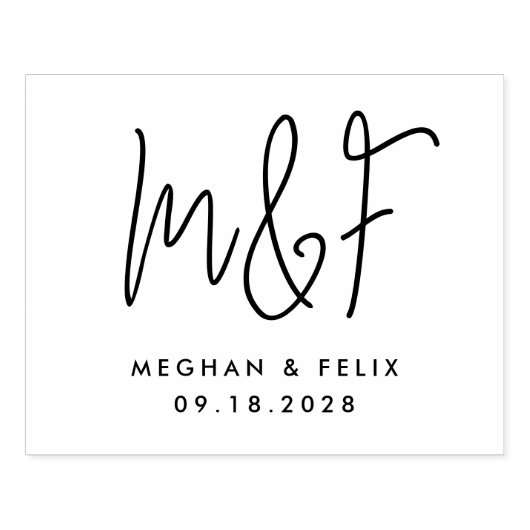 Hochzeitmongramm - Moderne Skriptnamen Gummistempel (Prägung)