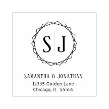 Hochzeitmongramm-Rücksendeadresse | Geometrische G