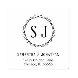 Hochzeitmongramm-Rücksendeadresse | Geometrische G Gummistempel