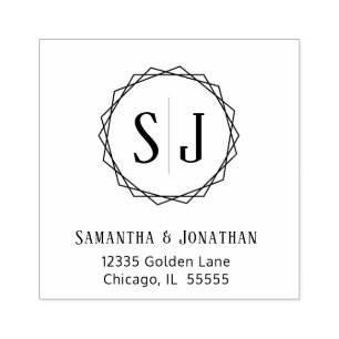 Hochzeitmongramm-Rücksendeadresse   Geometrische G Gummistempel