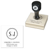 Hochzeitmongramm-Rücksendeadresse | Geometrische G Gummistempel (Stempel)