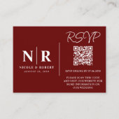 Hochzeitmongramm UAWG QR Code Foto Elegant Begleitkarte (Vorderseite)