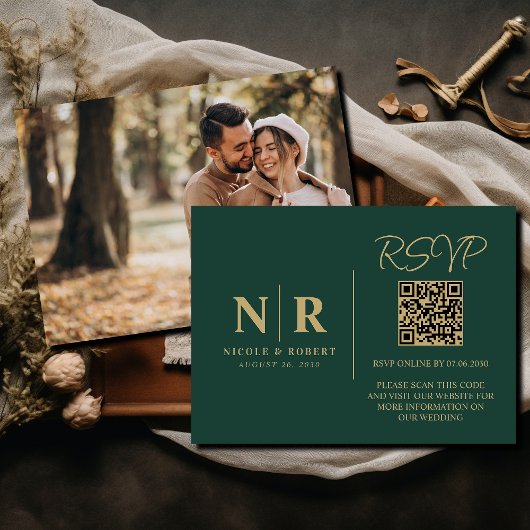 Hochzeitmongramm UAWG QR Code Foto Elegant Begleitkarte