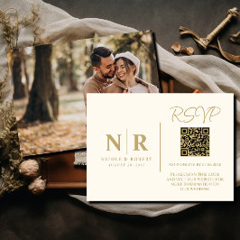 Hochzeitmongramm UAWG QR Code Foto Elegant Begleitkarte