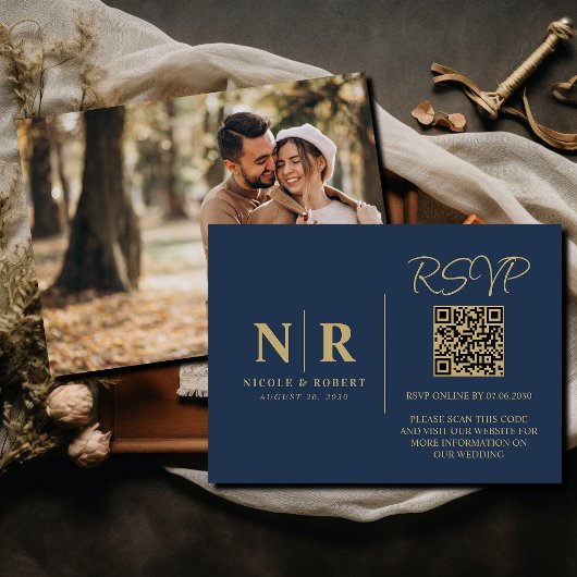 Hochzeitmongramm UAWG QR Code Foto Elegant Begleitkarte