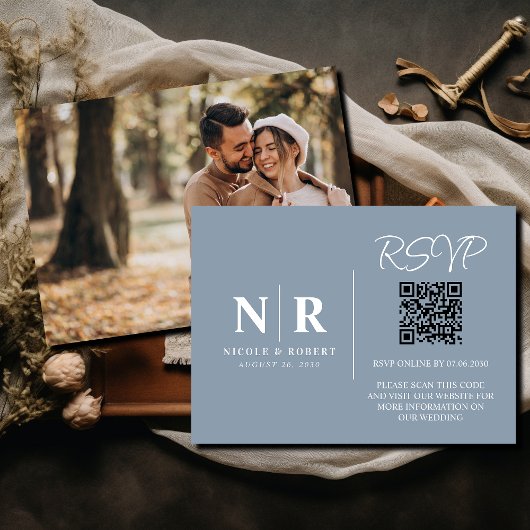 Hochzeitmongramm UAWG QR Code Foto Elegant Begleitkarte