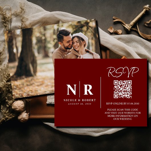 Hochzeitmongramm UAWG QR Code Foto Elegant Begleitkarte