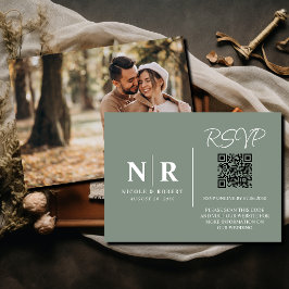 Hochzeitmongramm UAWG QR Code Foto Elegant Begleitkarte