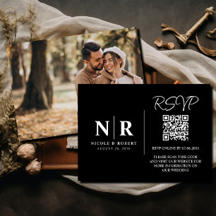 Hochzeitmongramm UAWG QR Code Foto Elegant Begleitkarte