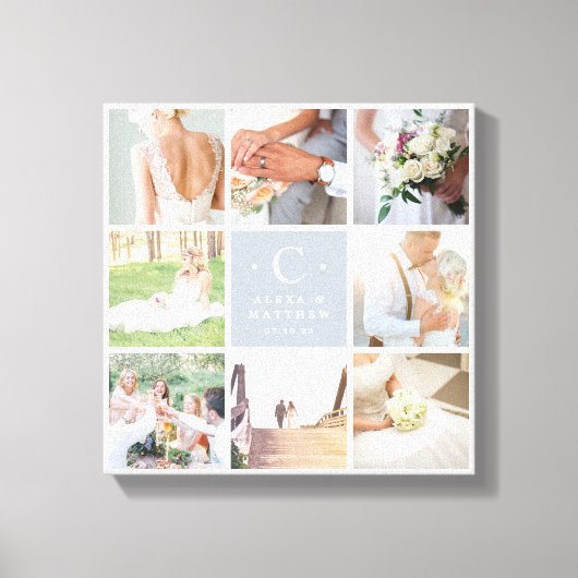 Hochzeitmonogramm 8 FotoCollage Leinwanddruck (Vorderseite)