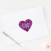 Hochzeitmonogramm-lila Rose Herz-Aufkleber (Umschlag)