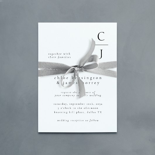 Hochzeitmonogramm - Moderner Schwarz-weißer QR-Cod Einladung