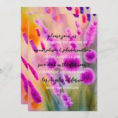 Hochzeitmonogramm QR-Code Wiese Lila grün Einladung (Vorne/Hinten)