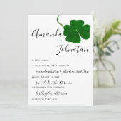 Hochzeitmonogramm QR Schwarz-weiß Vierblättrige Kl Einladung (Stehend Vorderseite)