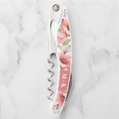 Hochzeitmonogramm Rosa Bohemische Wasserfarbe Kellnermesser (Vorderseite)