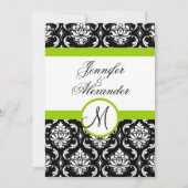 Hochzeitmonographie Damask Grüne Einladung Front (Vorderseite)