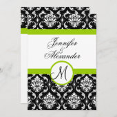 Hochzeitmonographie Damask Grüne Einladung Front (Vorne/Hinten)