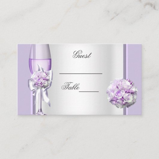 Hochzeitname Place Lavender Lila Lilac 3 Platzkarte (Vorderseite)