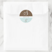 Hochzeitnamen und Datumsmonogramm Runder Aufkleber (Tasche)
