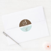 Hochzeitnamen und Datumsmonogramm Runder Aufkleber (Umschlag)