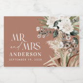 Hochzeitpampas eucalyptus modern mr und mrs Party Schaumweinetikett (Einzelnes Label)