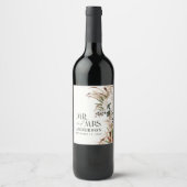 Hochzeitpampas eucalyptus modern mr und mrs Party Weinetikett (Vorderseite)