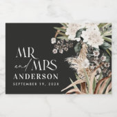 Hochzeitpampas eucalyptus Modernes schwarzes Gastg Schaumweinetikett (Einzelnes Label)