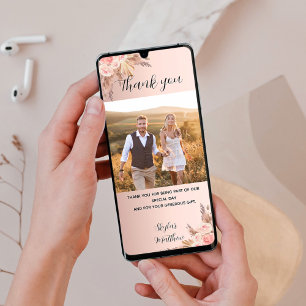 Hochzeitpampas Gras Rose Foto danke Karte