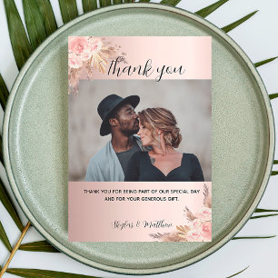 Hochzeitpampas Gras Rose Foto danke Karte