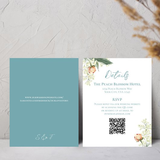 Hochzeitpeach Blue Details QR Code UAWG Begleitkarte